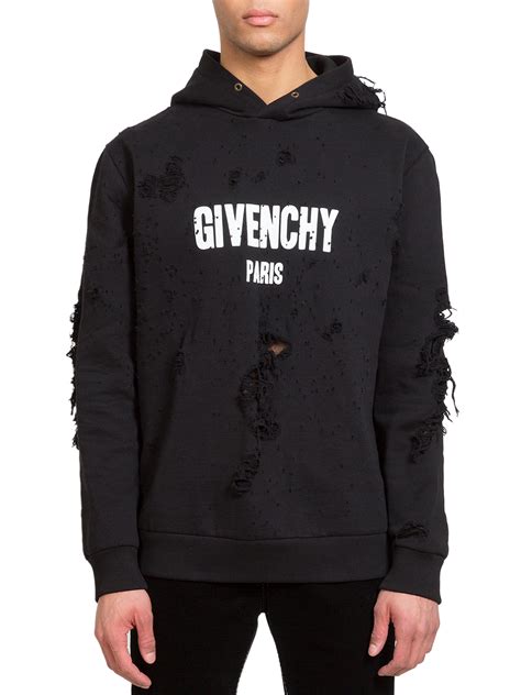 givenchy black hoodie|givenchy hoodie with holes.